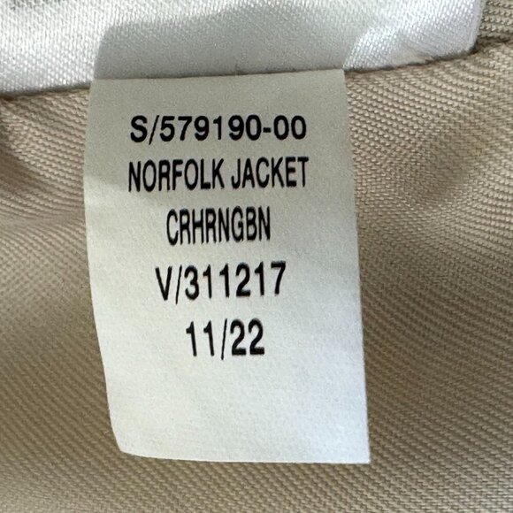 Banana Republic Norfolk Linen-Cotton Cream Herringbone Belted Long Blazer Jacket - Picture 15 of 17